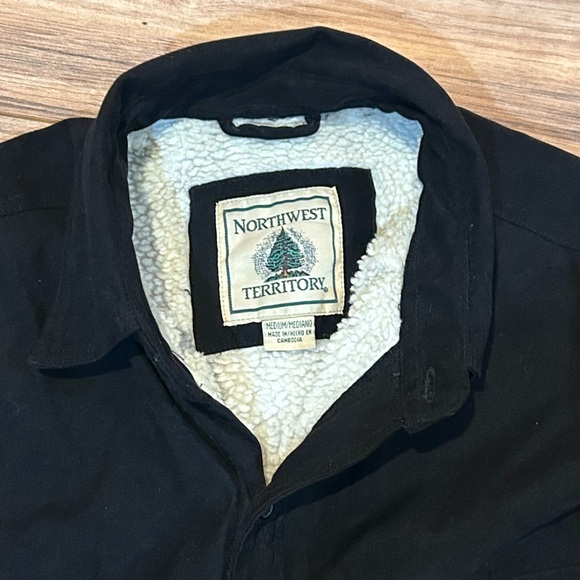 Northwest Territory Black Sherpa Lined Shirt Jacket Mens M - Picture 2 of 6